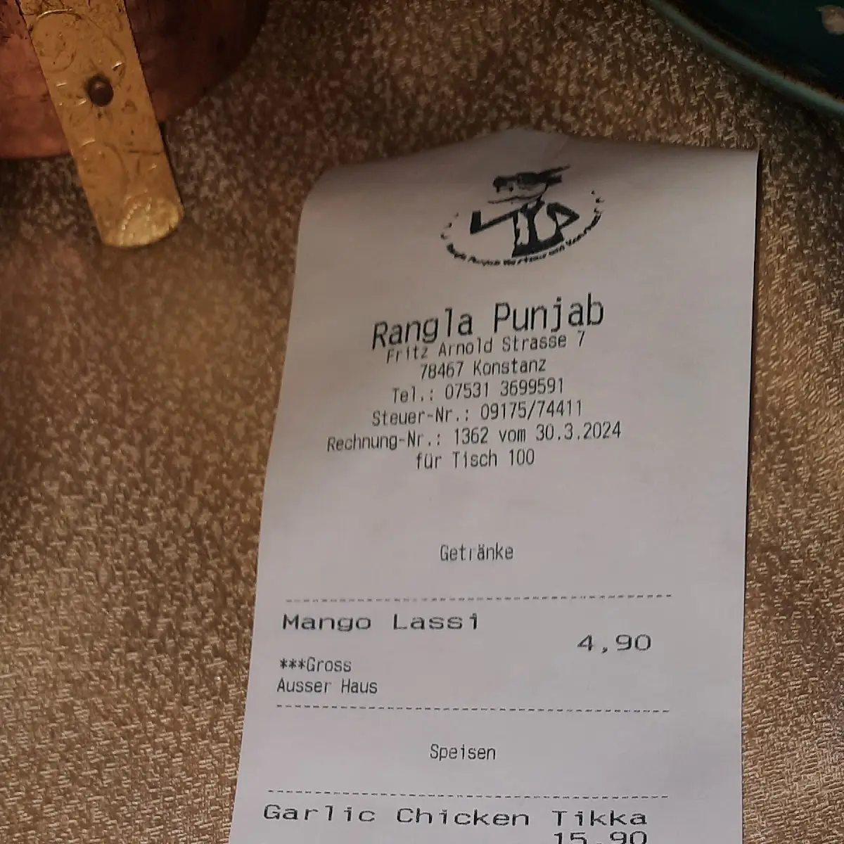 Speisekarte, Rangla Punjab Konstanz
