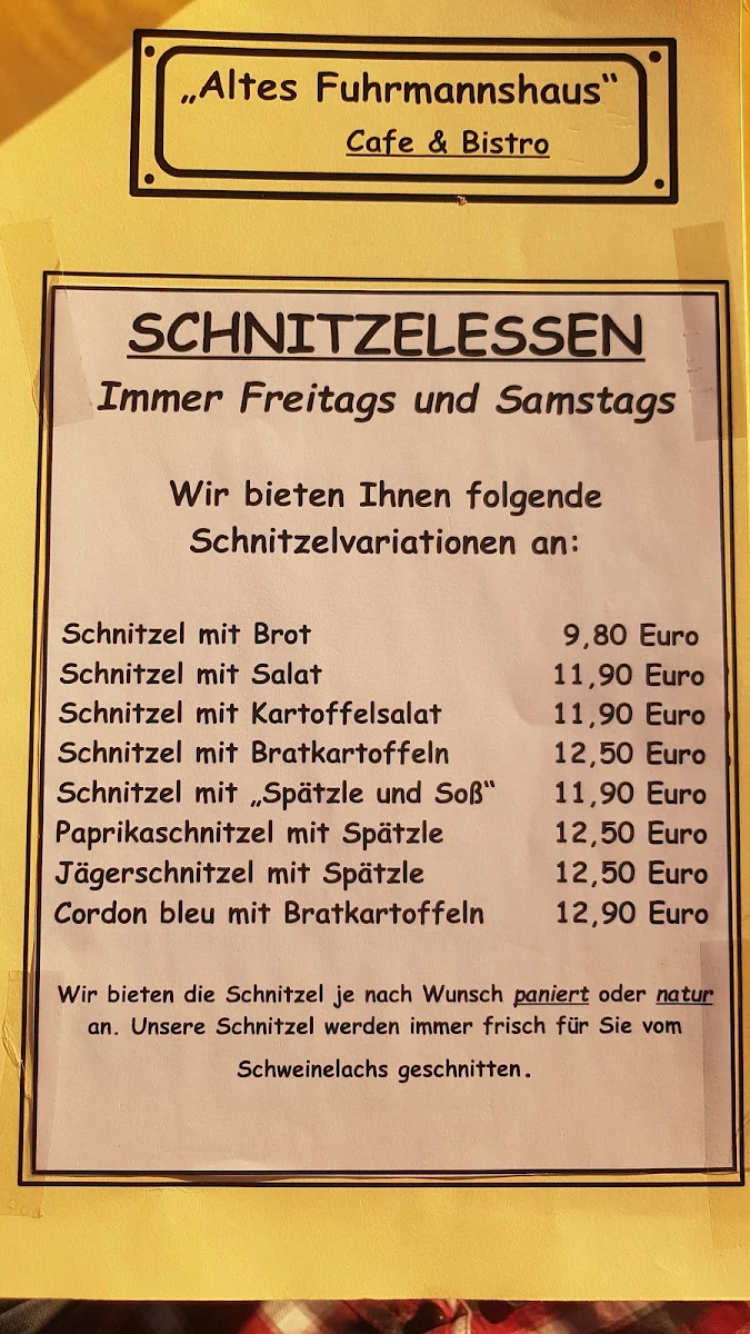 Speisekarte, Altes Fuhrmannshaus