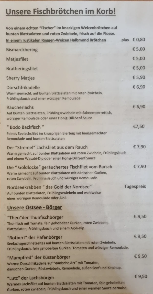 Speisekarte, Gemütlich