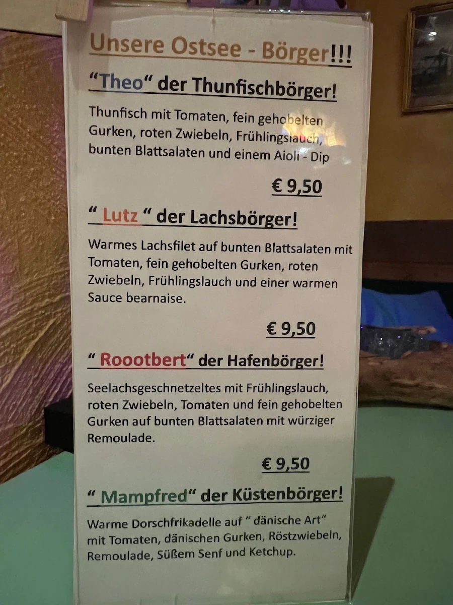 Speisekarte, Gemütlich