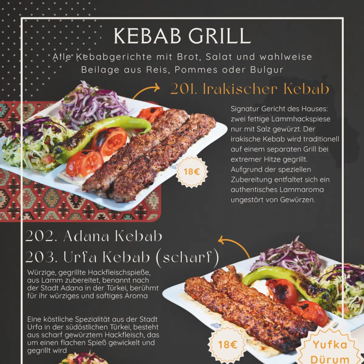 Speisekarte, AWA Grill