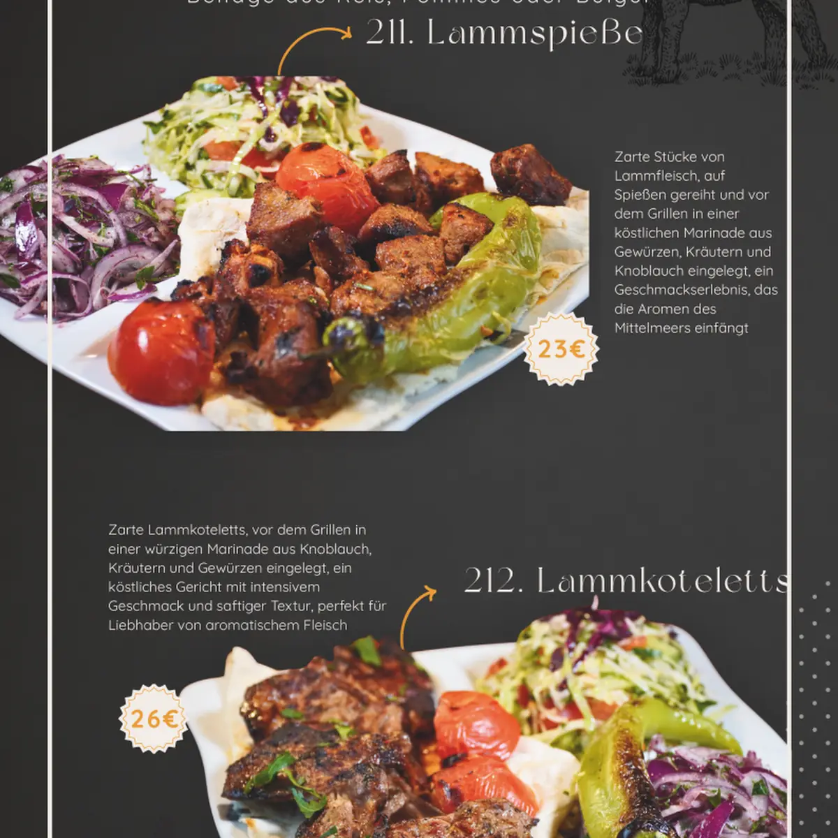 Speisekarte, AWA Grill