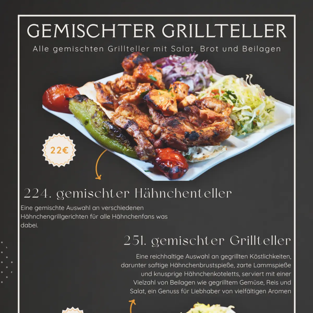 Speisekarte, AWA Grill