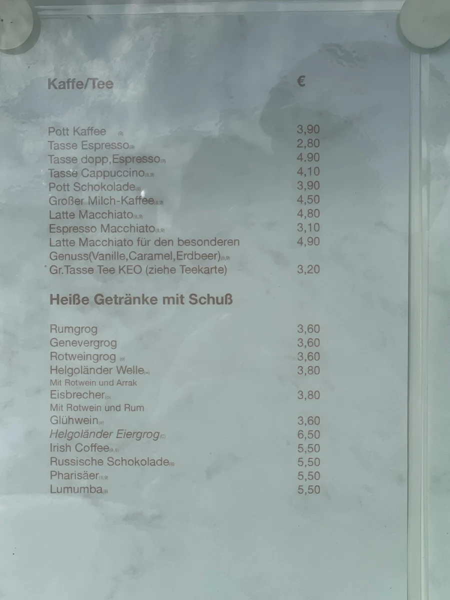 Speisekarte, Bunte Kuh Helgoland