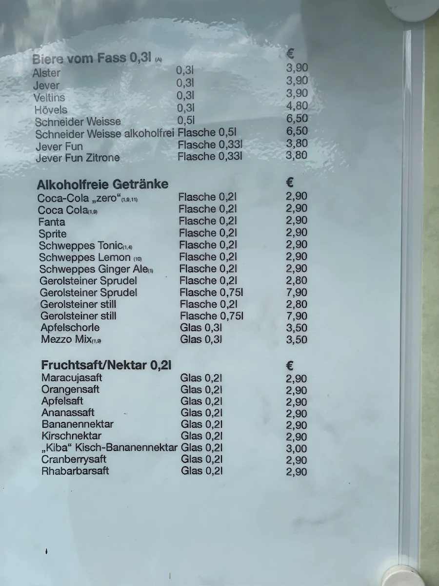Speisekarte, Bunte Kuh Helgoland