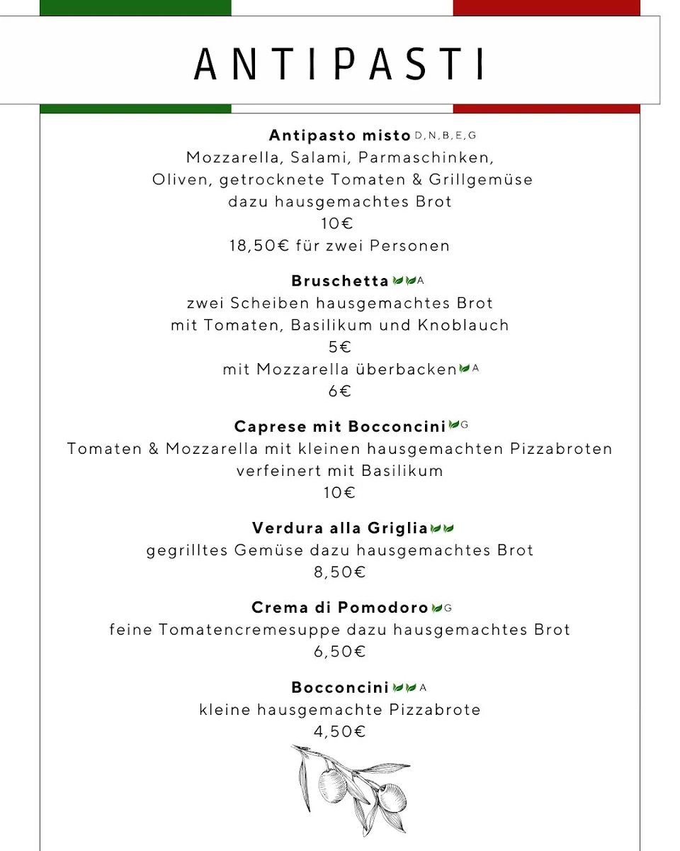 Speisekarte, Restaurant Italian Flavours