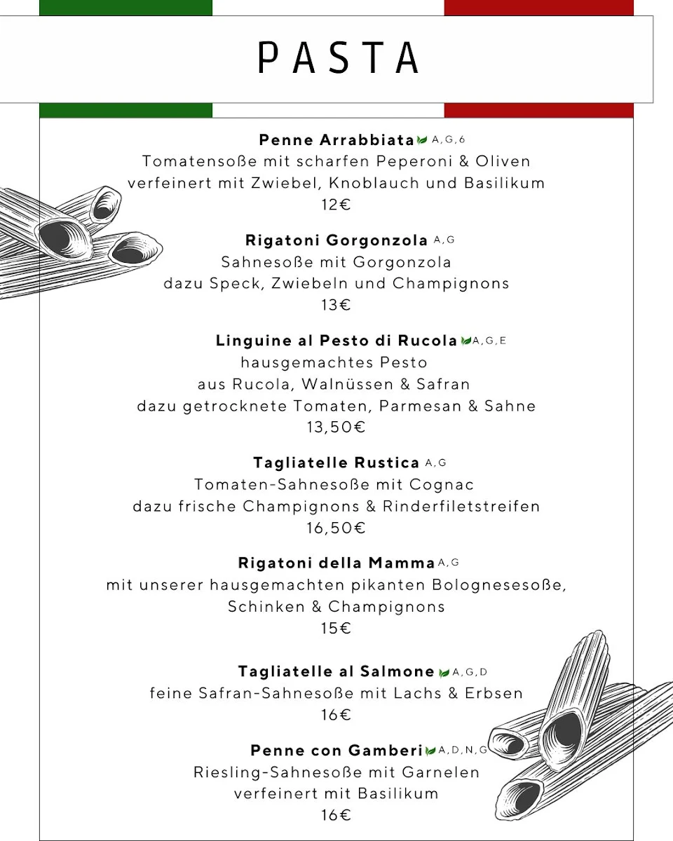 Speisekarte, Restaurant Italian Flavours