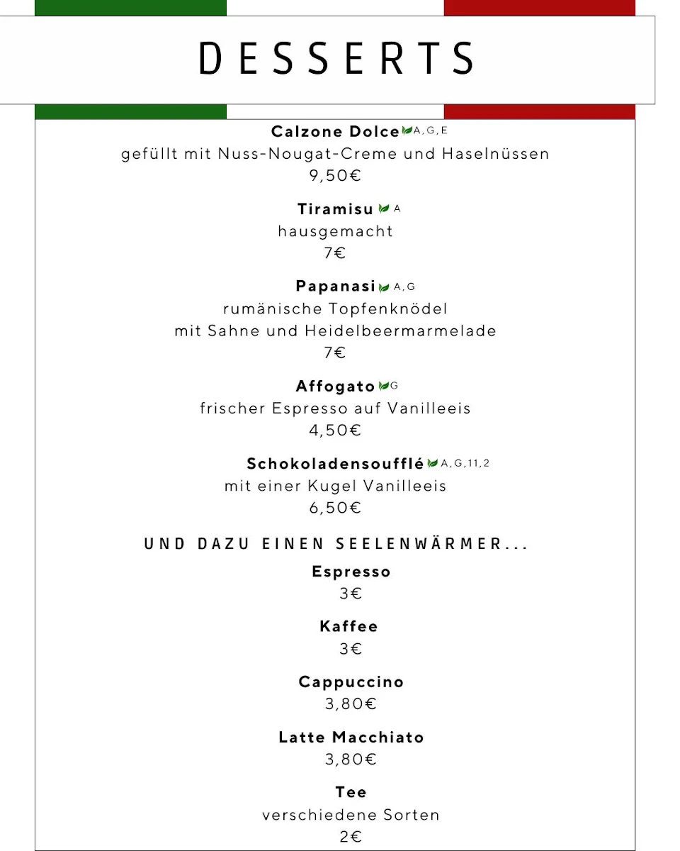 Speisekarte, Restaurant Italian Flavours
