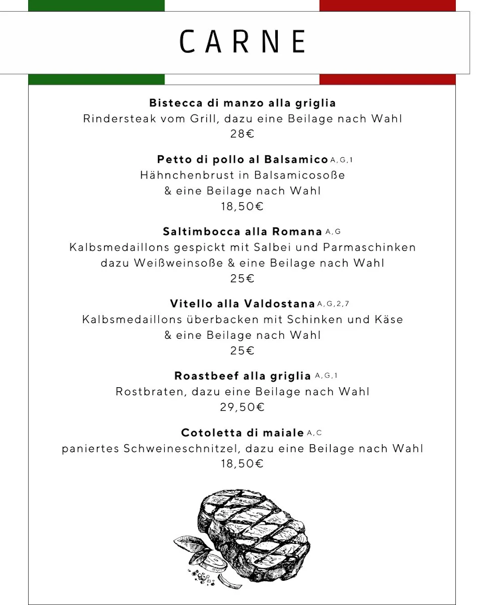 Speisekarte, Restaurant Italian Flavours