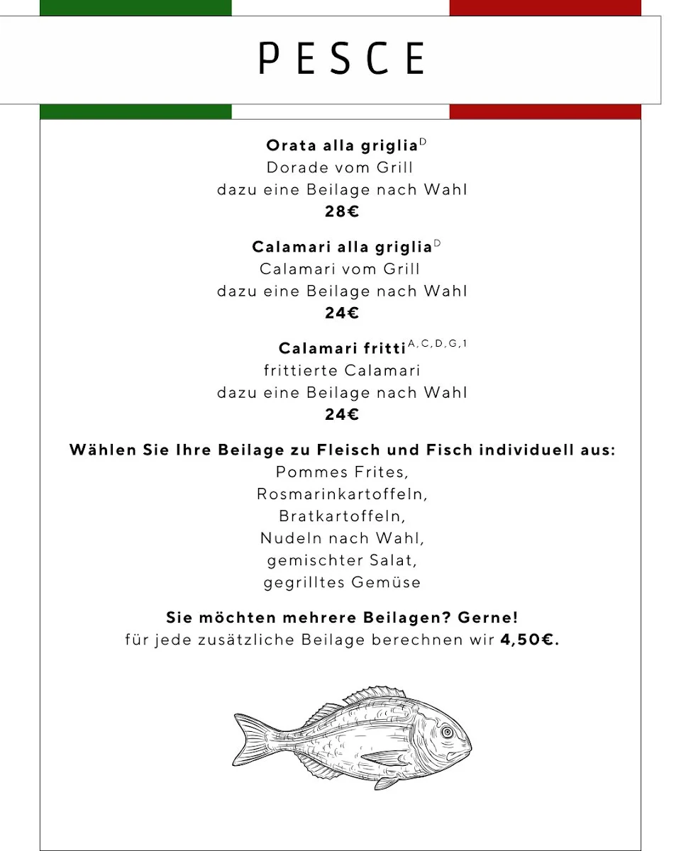 Speisekarte, Restaurant Italian Flavours