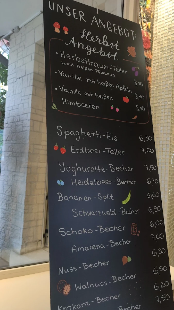 Speisekarte, Eiscafé Bressan