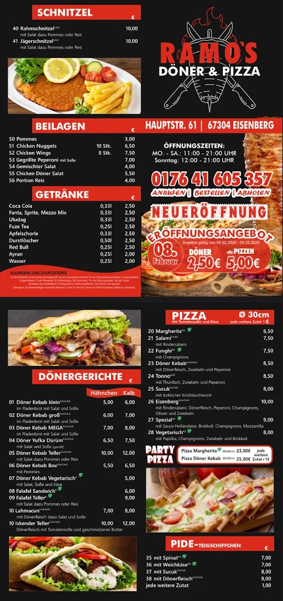 Speisekarte, Ramo’s Döner