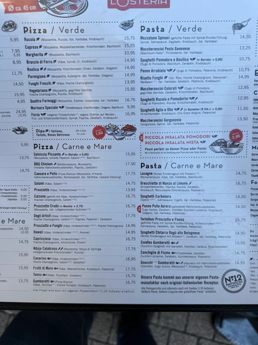 Speisekarte, L'Osteria Heidelberg Hauptstraße