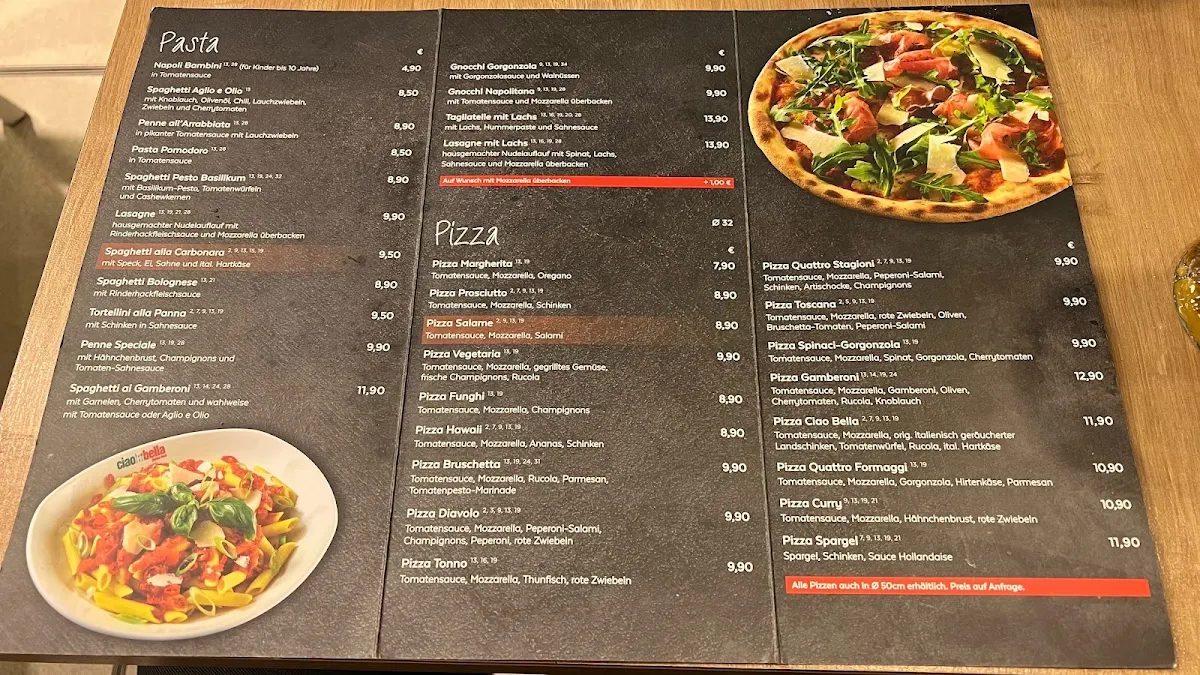 Speisekarte, Ciao Bella Leipzig Paunsdorf Center