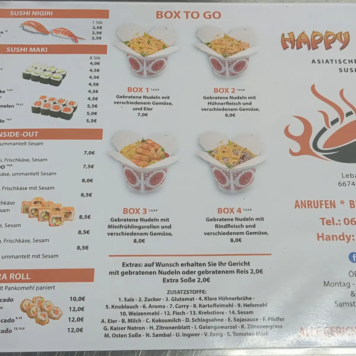 Speisekarte, Happy Wok