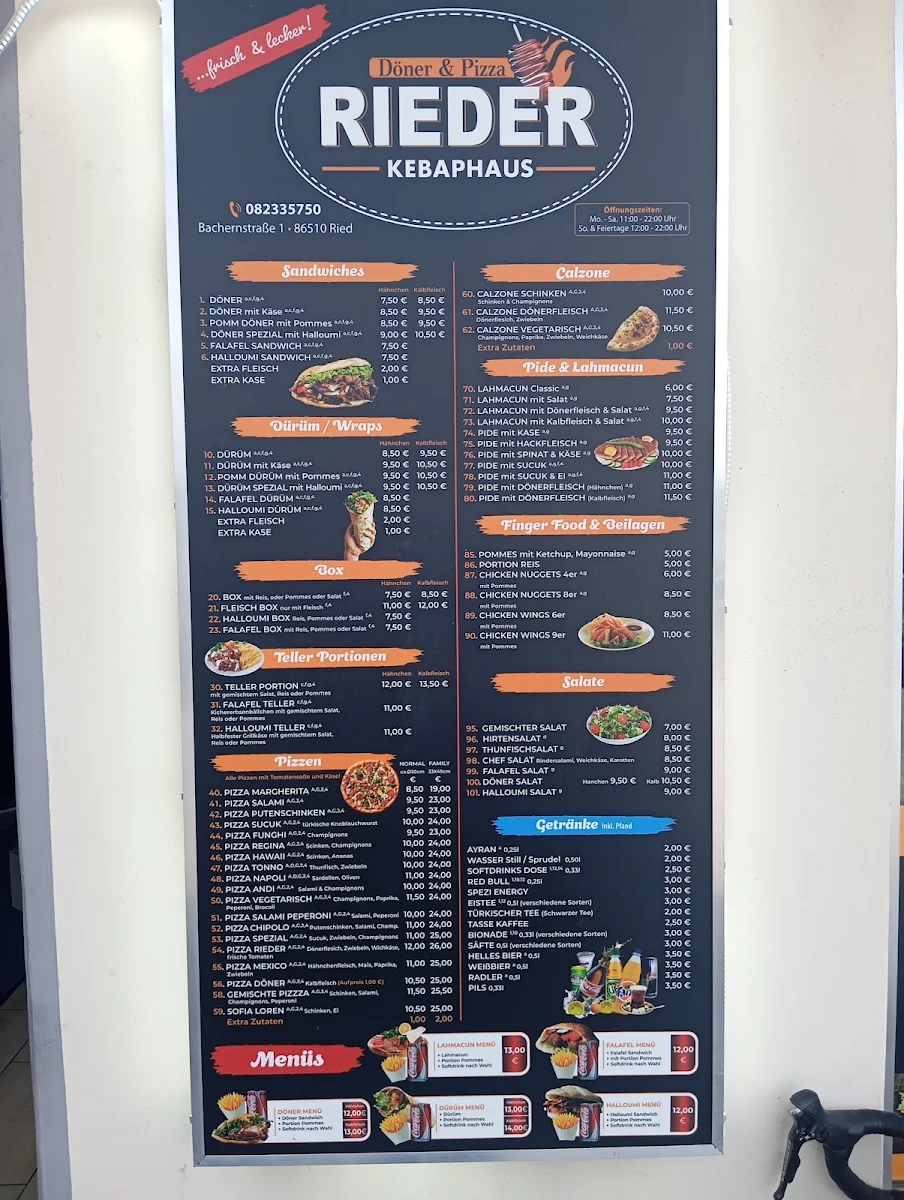 Speisekarte, Rieder Kebaphaus