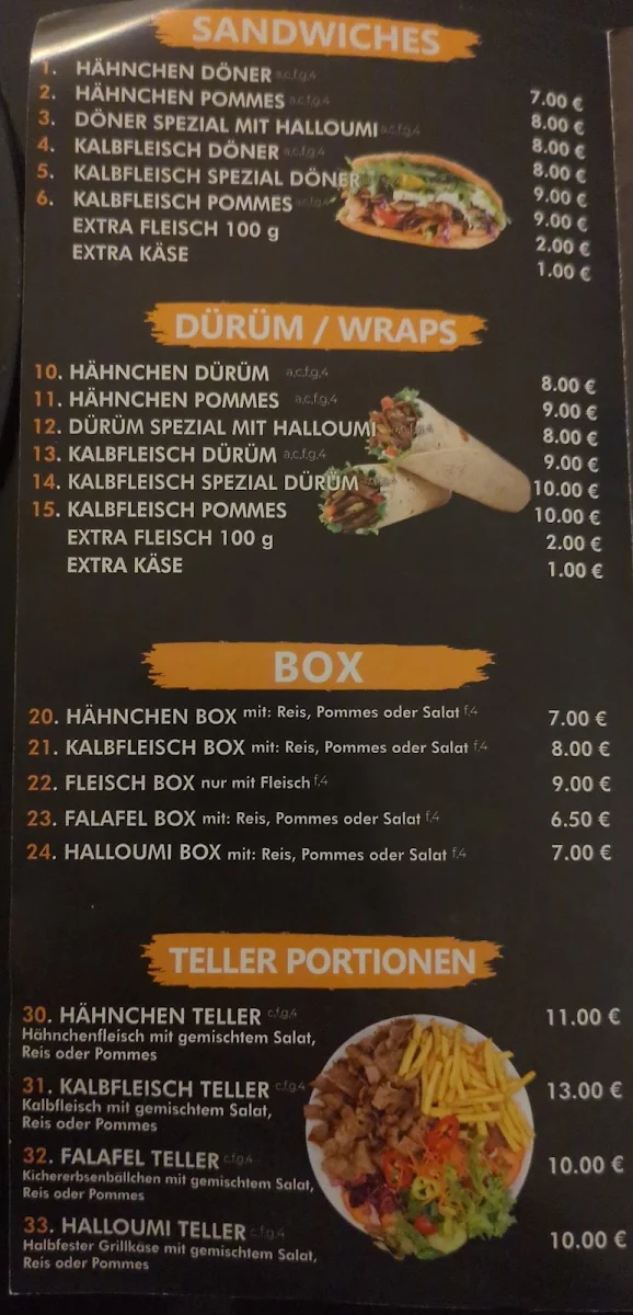 Speisekarte, Rieder Kebaphaus