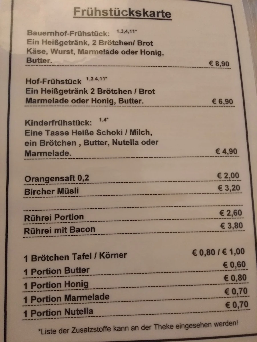 Speisekarte, Steffis Hofcafe und Hofladen