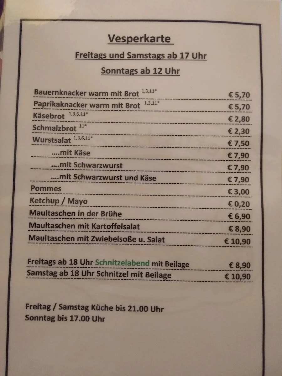 Speisekarte, Steffis Hofcafe und Hofladen