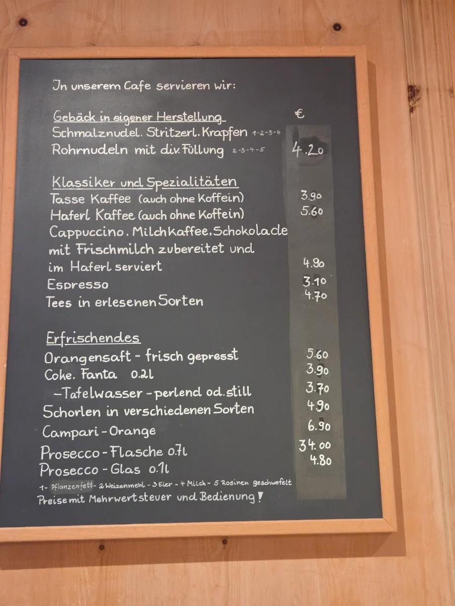 Speisekarte, Schmalznudel - Cafe Frischhut