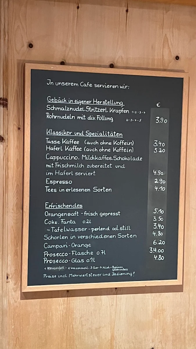 Speisekarte, Schmalznudel - Cafe Frischhut