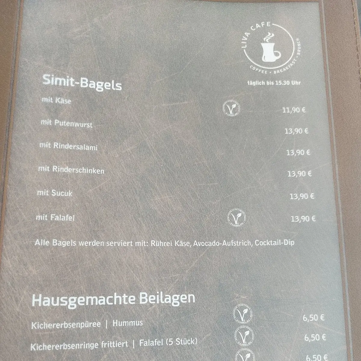 Speisekarte, Liva Cafe Landau