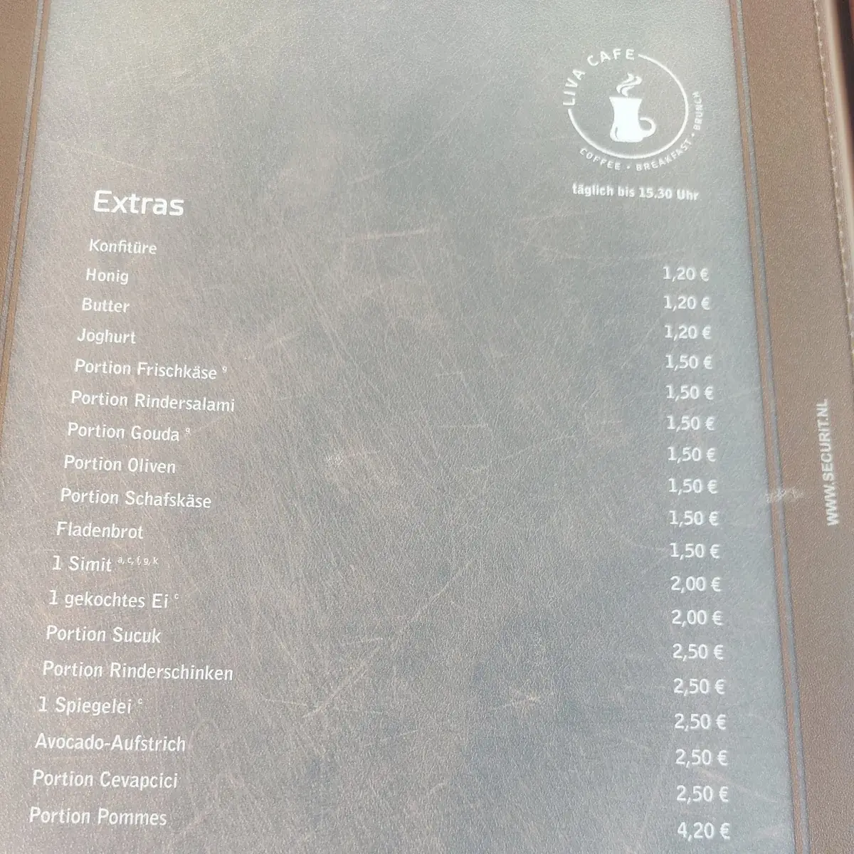 Speisekarte, Liva Cafe Landau