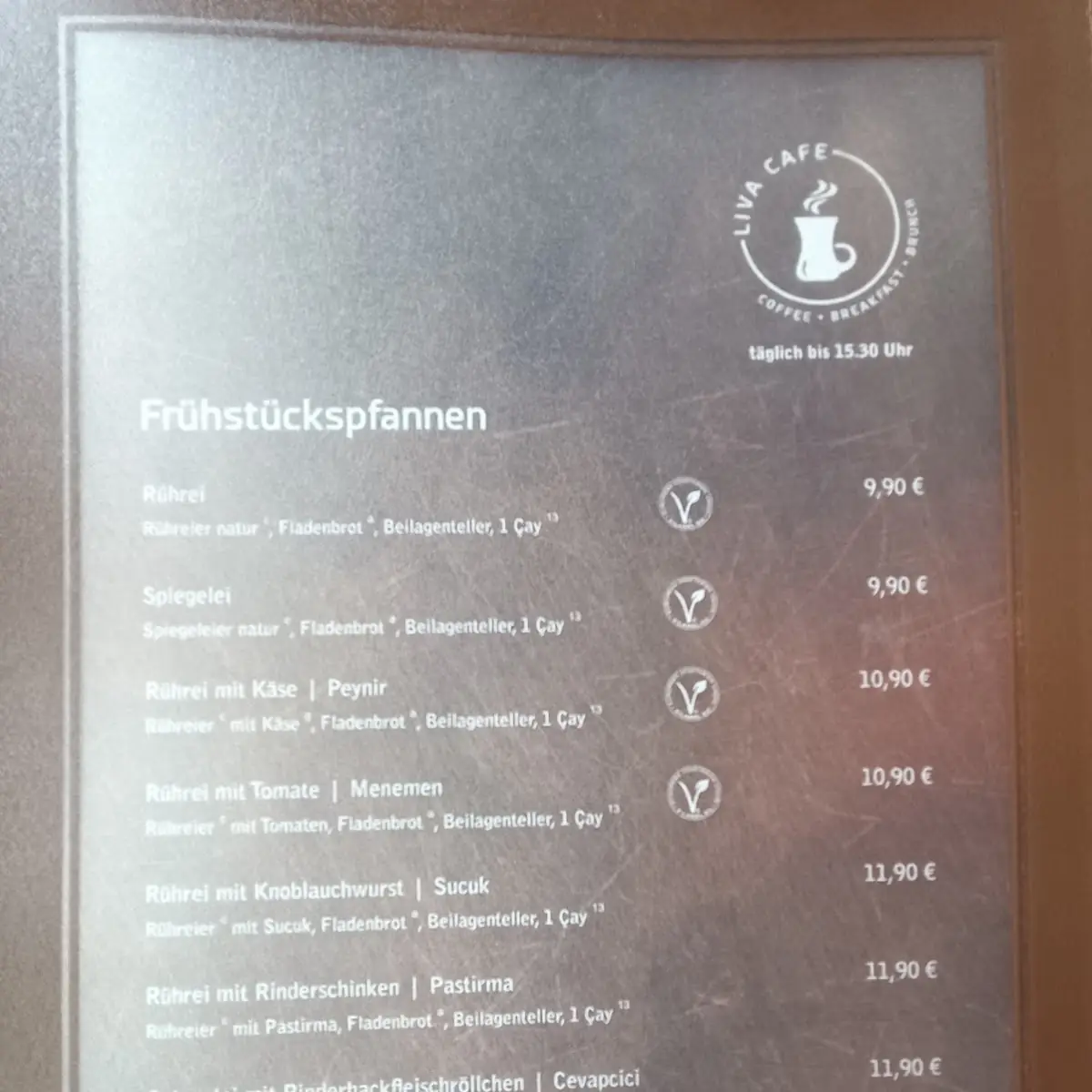 Speisekarte, Liva Cafe Landau