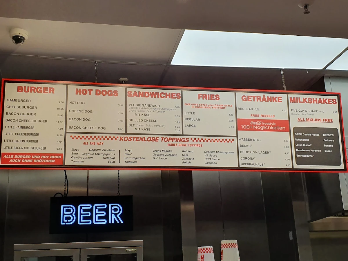 Speisekarte, Five Guys