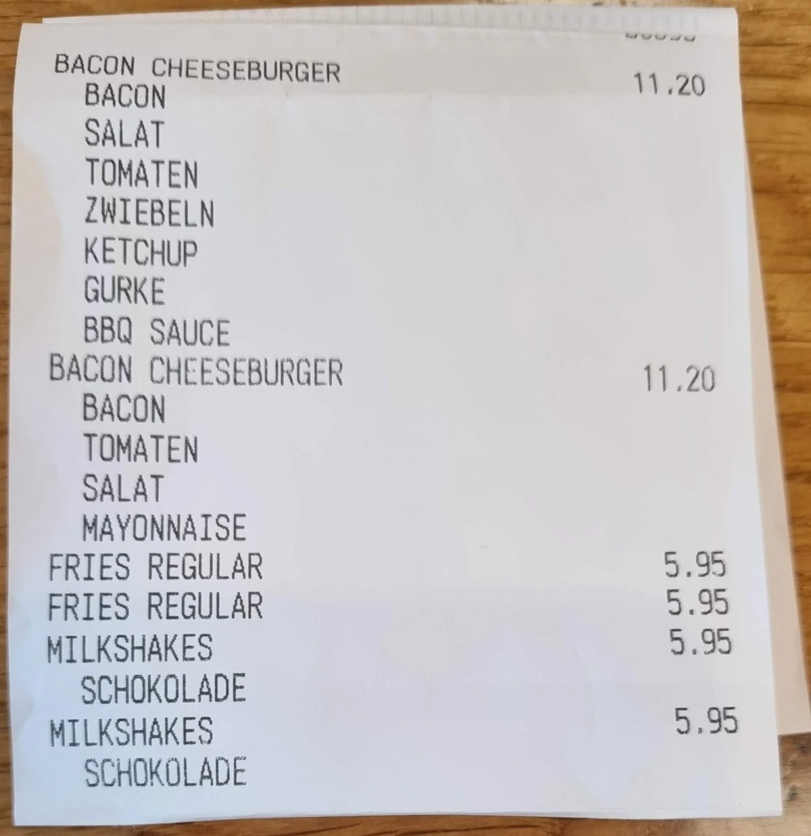 Speisekarte, Five Guys
