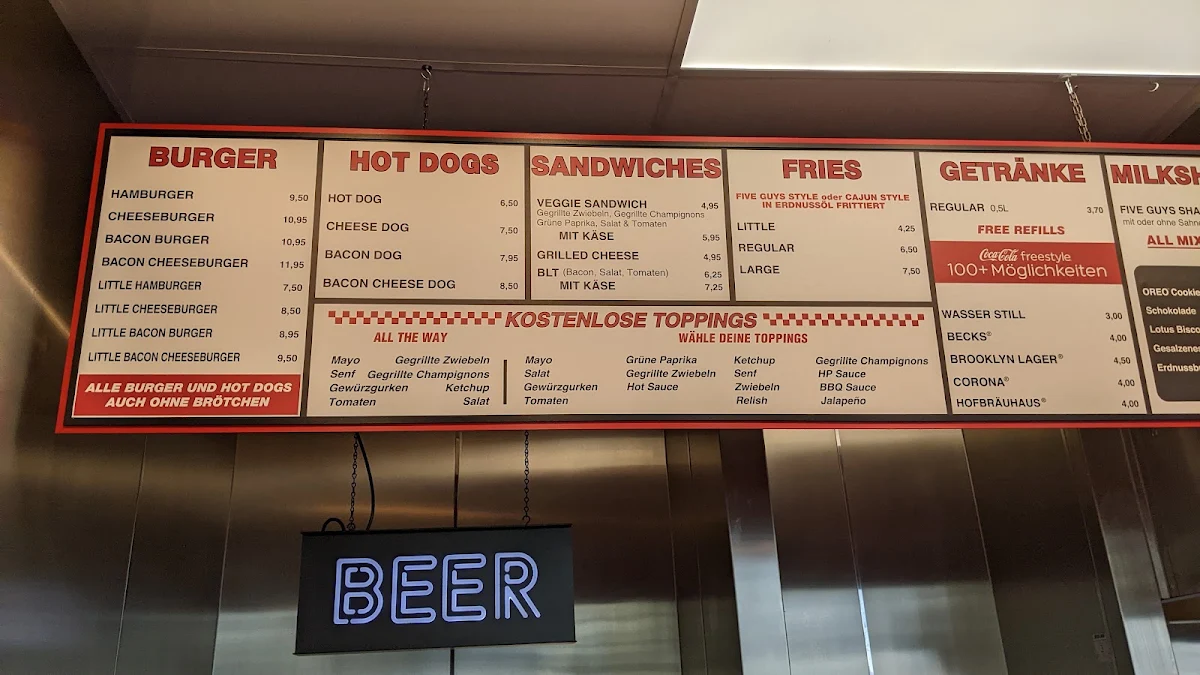 Speisekarte, Five Guys
