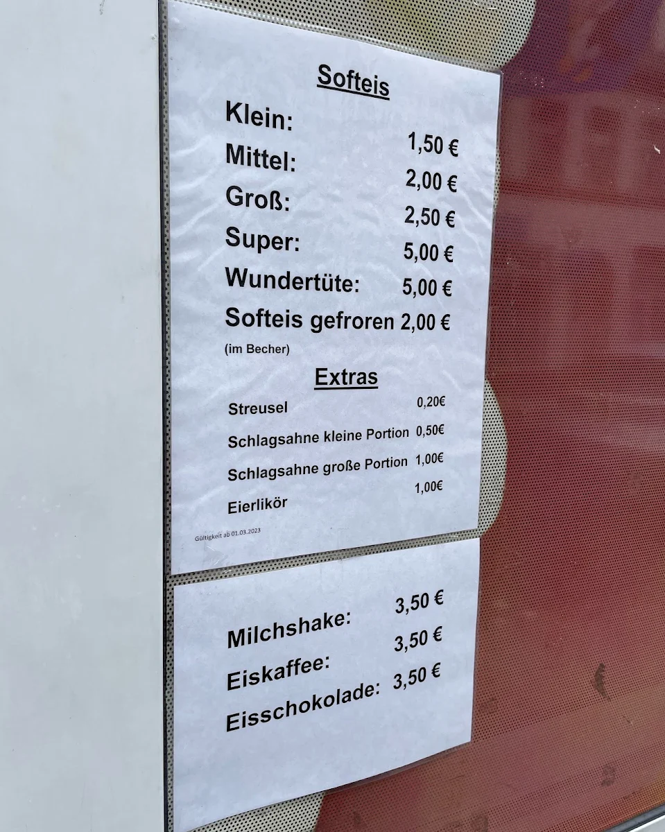 Speisekarte, Sodann's Softeis Delitzsch