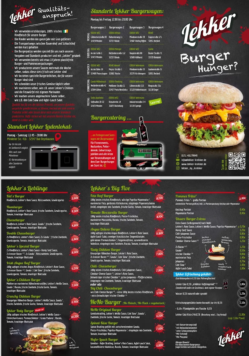 Speisekarte, Lekker-Krekker