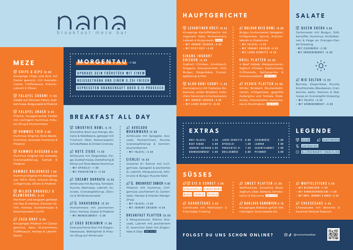 Speisekarte, nana | breakfast meze bar