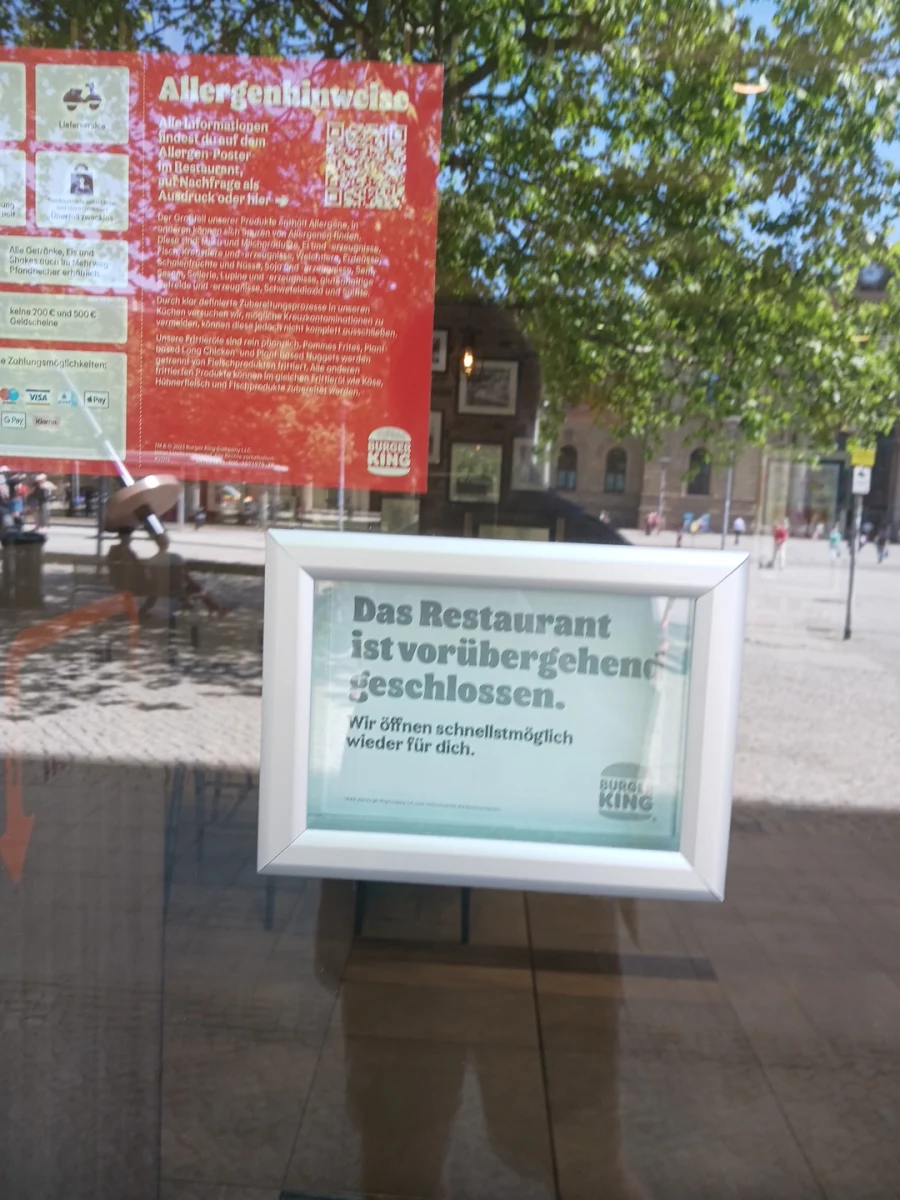 Speisekarte, Burger King Magdeburg