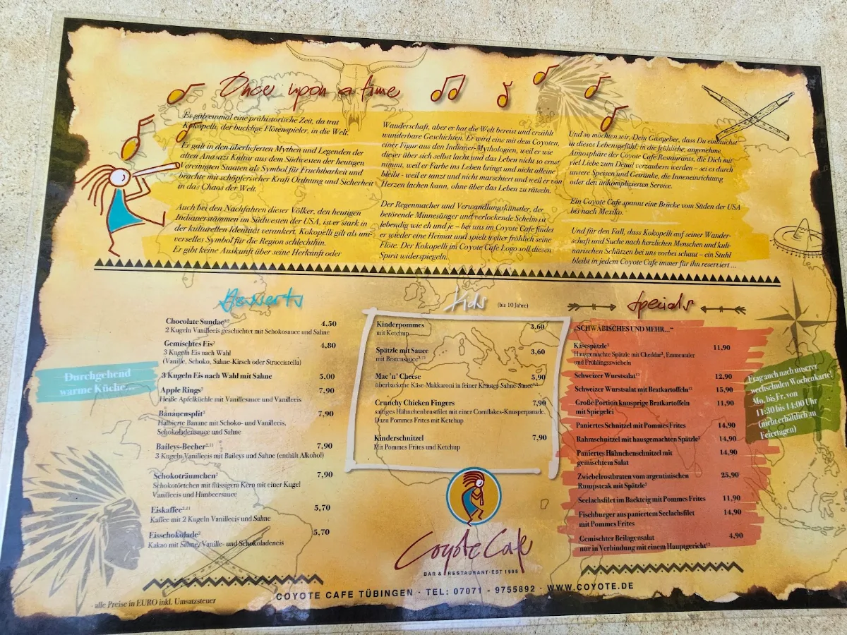 Speisekarte, Coyote Cafe
