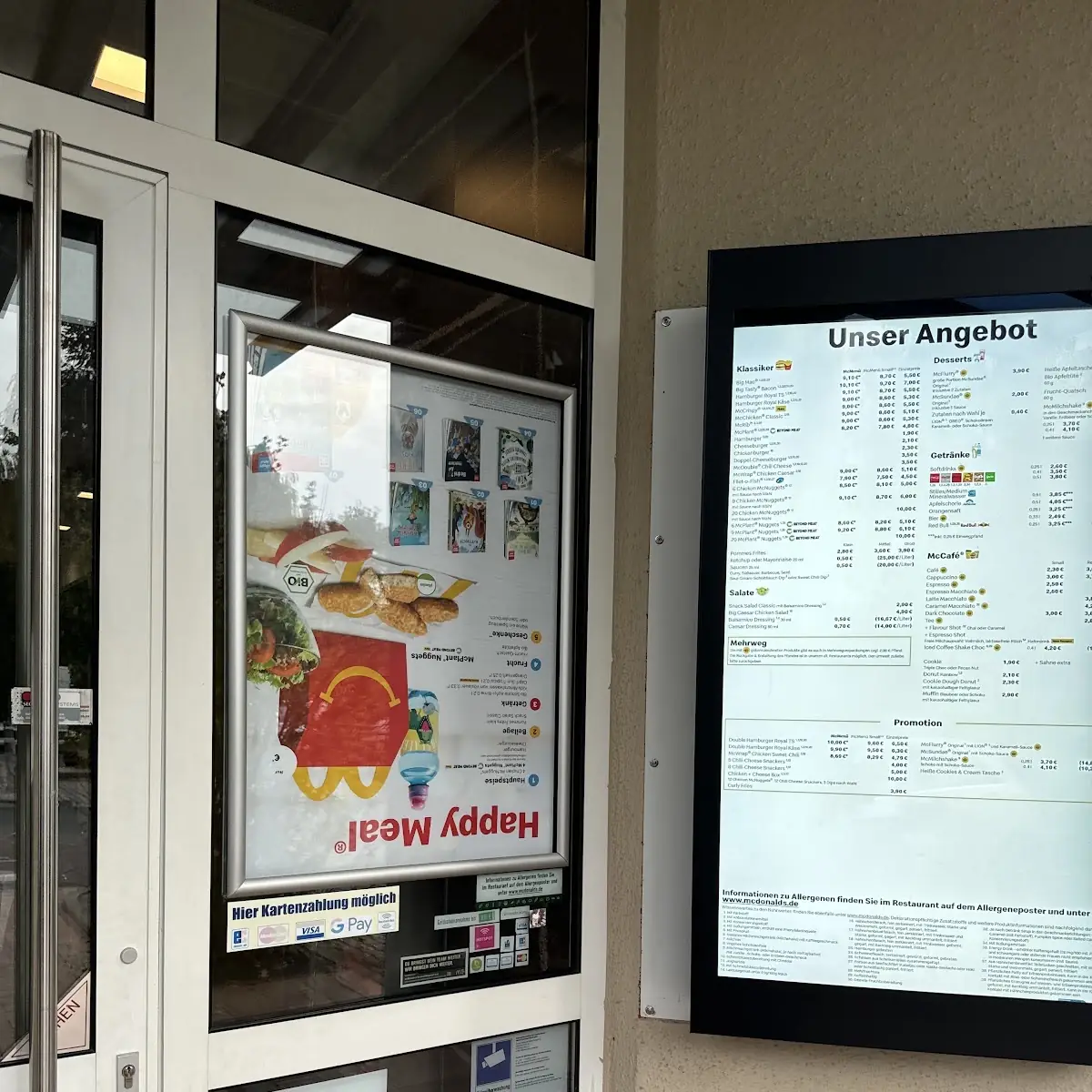 Speisekarte, McDonald's