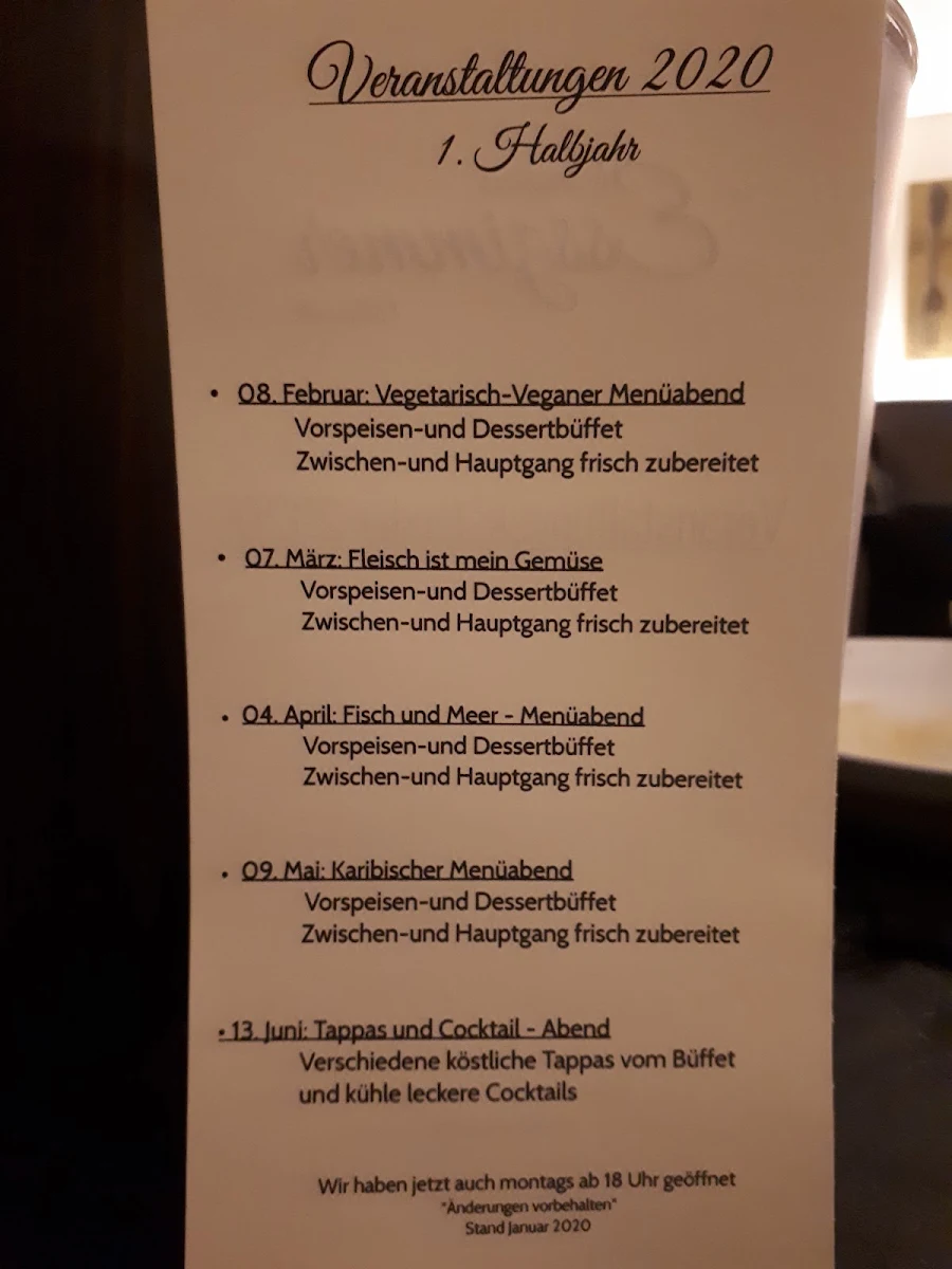 Speisekarte, Christians Esszimmer