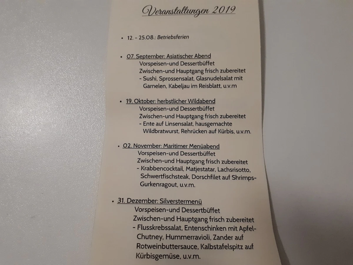 Speisekarte, Christians Esszimmer