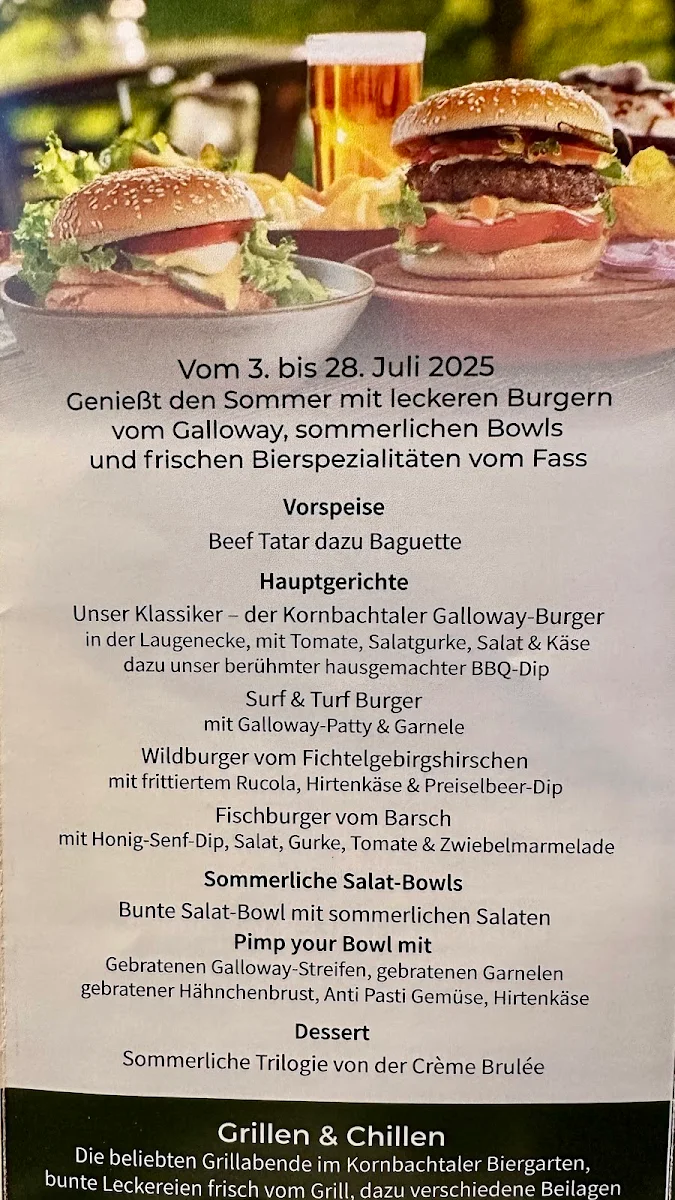 Speisekarte, Gasthof Kornbachtal - Familie Loos