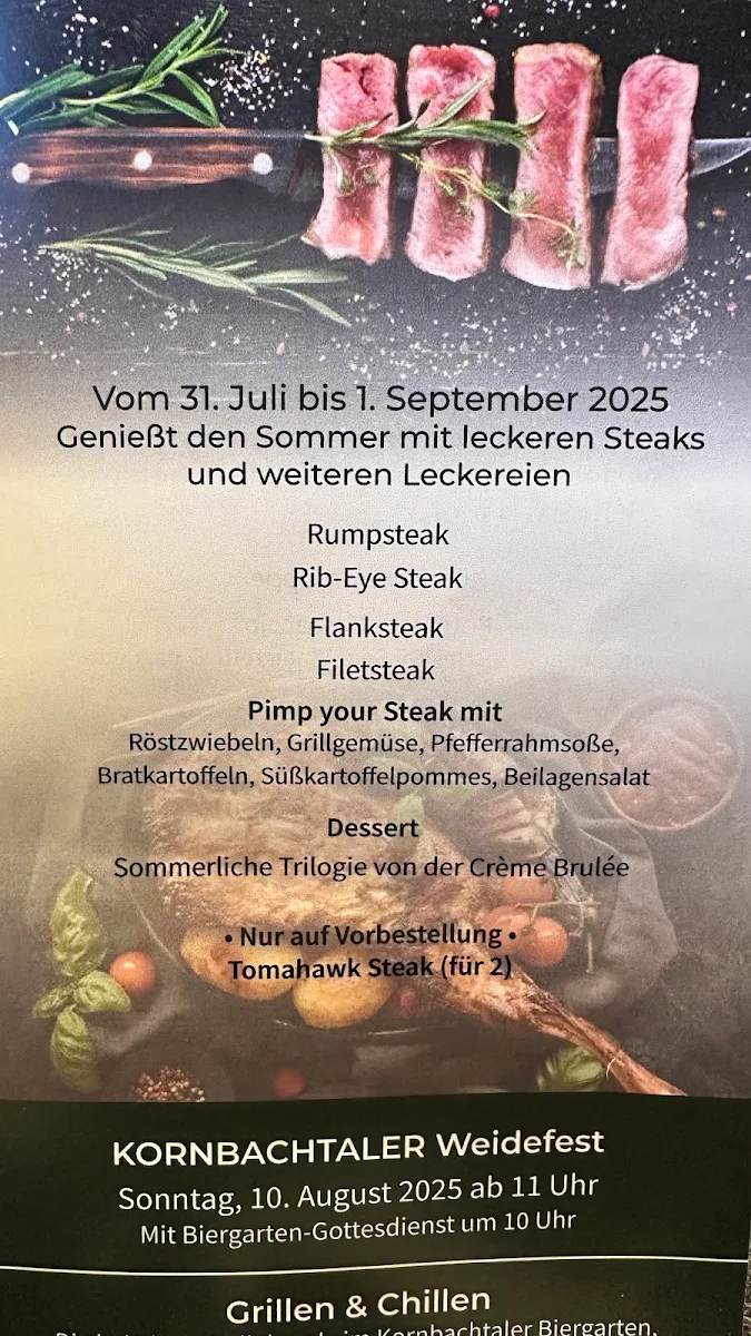 Speisekarte, Gasthof Kornbachtal - Familie Loos