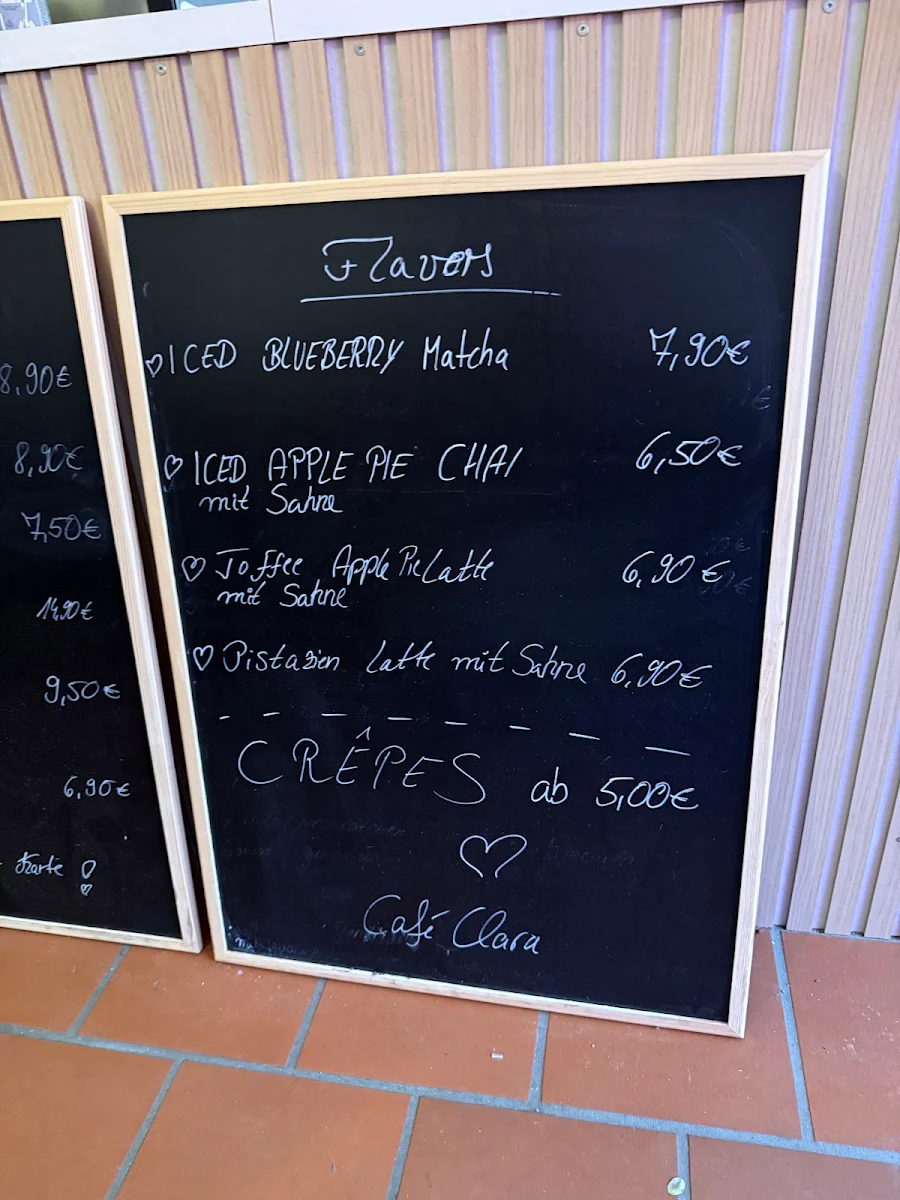 Speisekarte, Café Clara