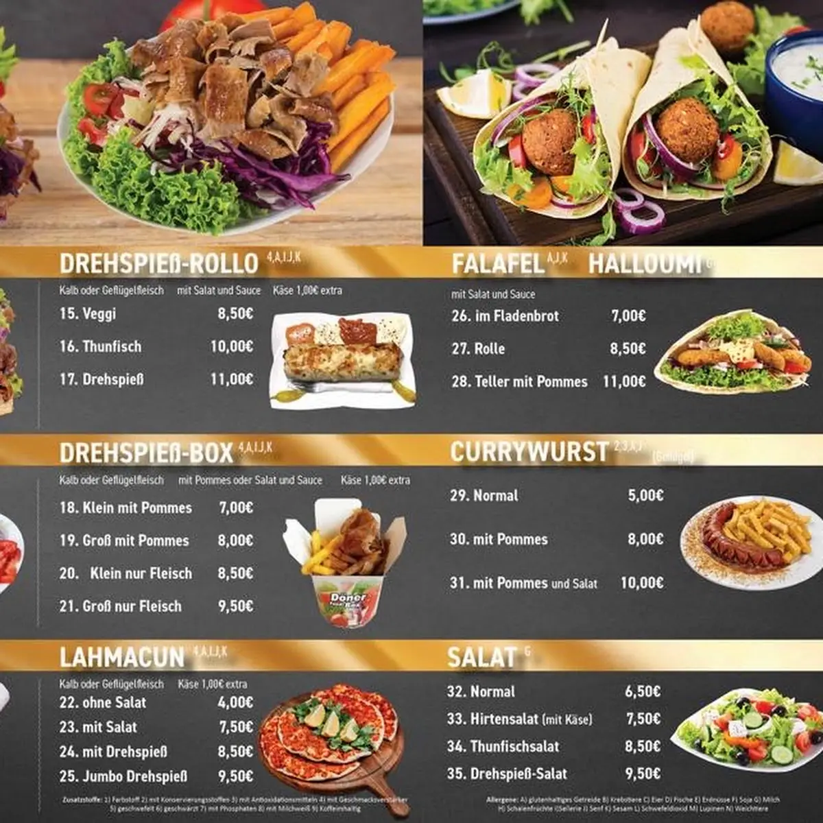 Speisekarte, Mendos Döner