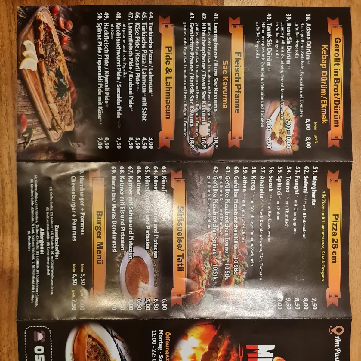 Speisekarte, Mendos Döner