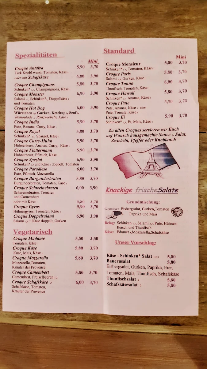 Speisekarte, Croque Francais
