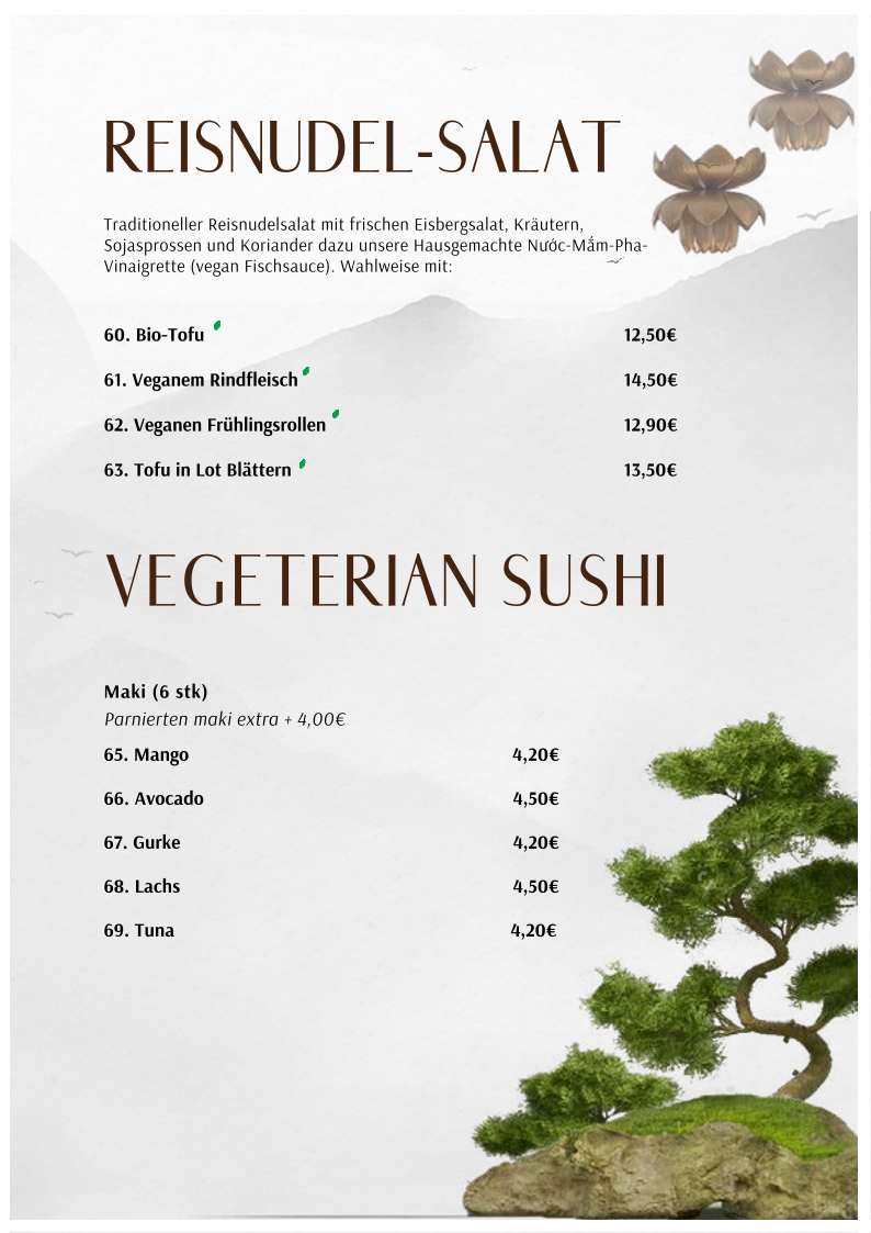 Speisekarte, Ngon Veggie