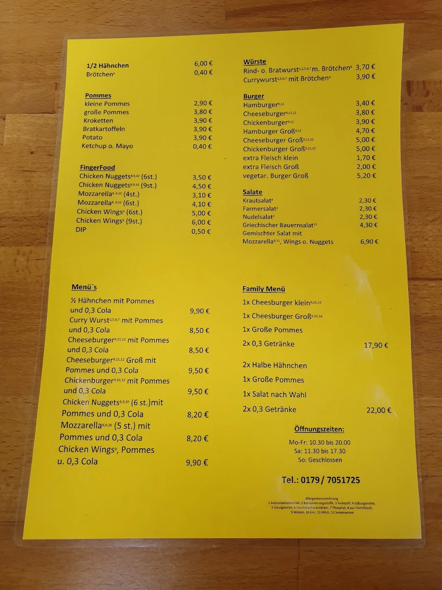 Speisekarte, McGrill