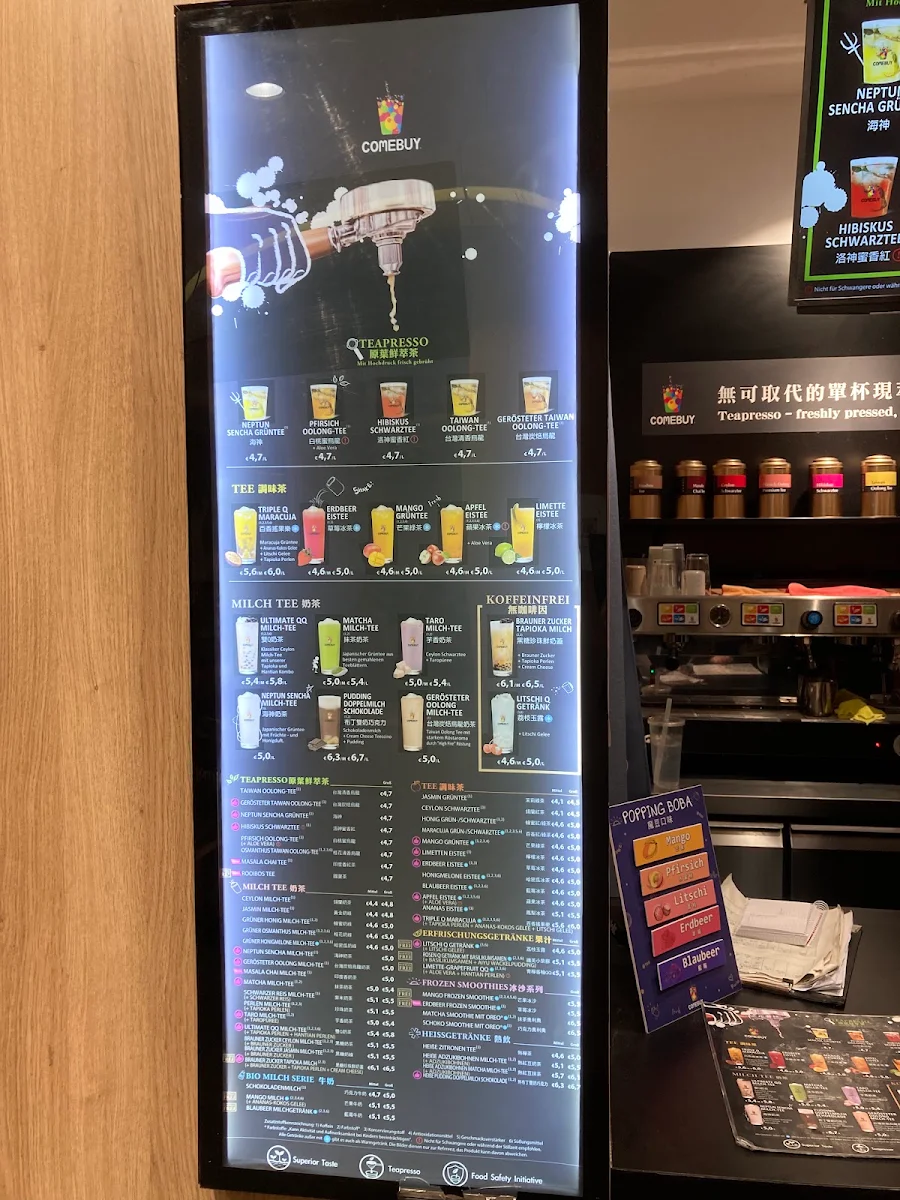 Speisekarte, Comebuy Stuttgart