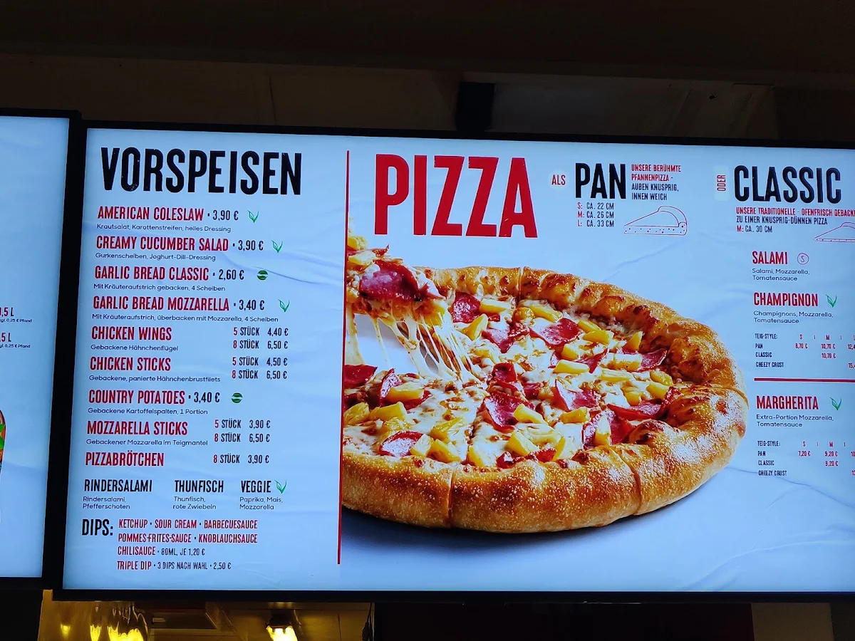 Speisekarte, Pizza Hut