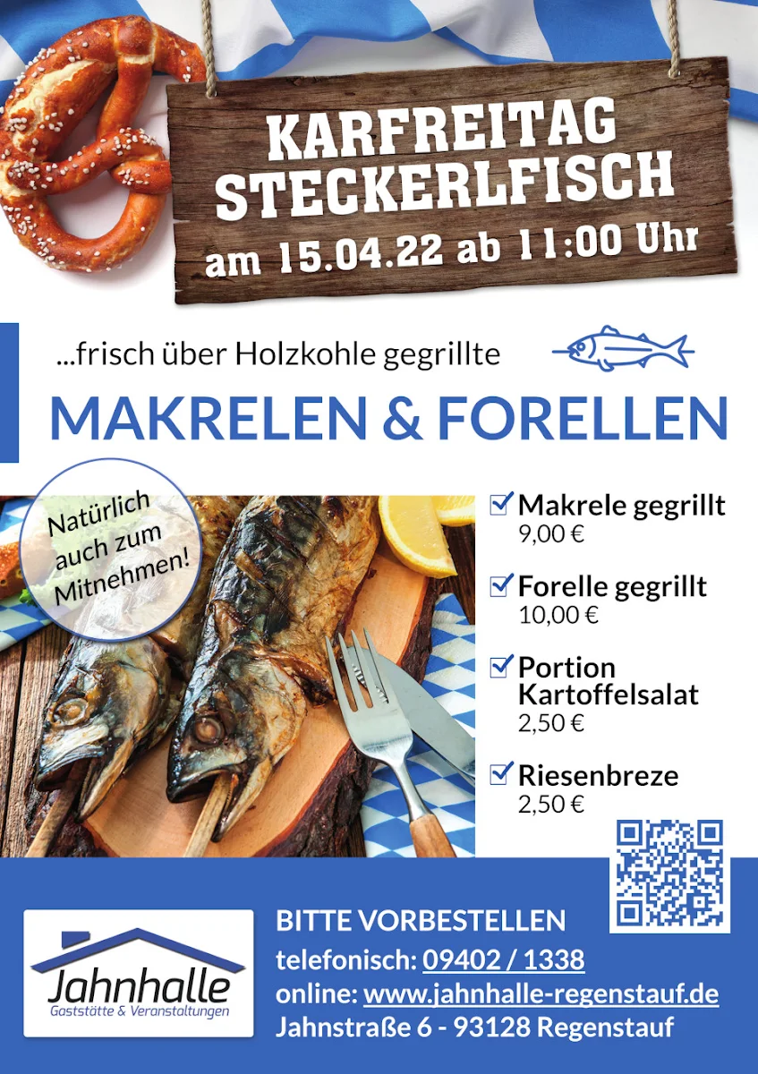 Speisekarte, Jahnhalle Regenstauf